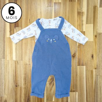 Ensemble Body + Salopette bleu Koala 6 mois