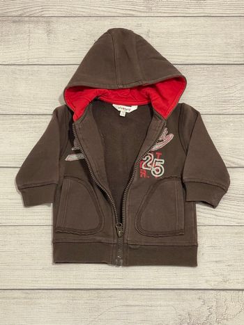 Kiabi - Sweat zippé - marron et rouge - 12 mois