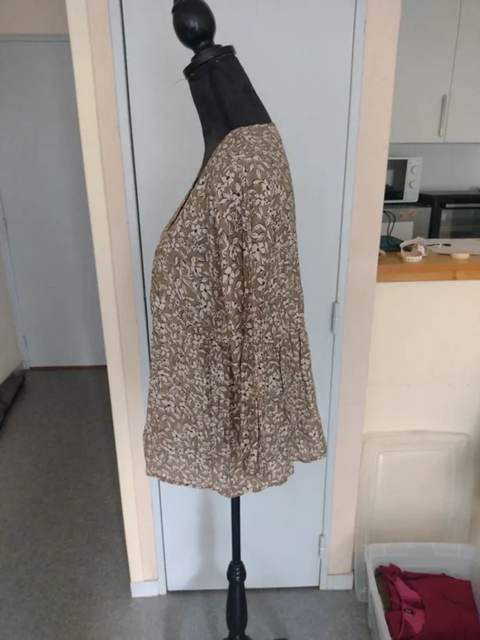 Blouse fluide à motif feuillage – Mango – Taille M - photo numéro 3
