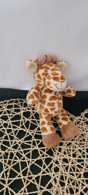 PETIT DOUDOU PELUCHE NICOTOY GIRAFE MARRON ECRU BLANC ROUX 18cm