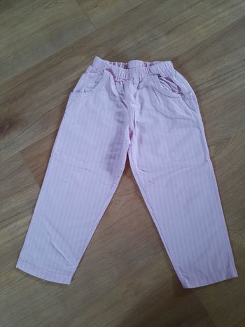 Pantalon/bas de pyjama fille rayé rose et blanc TAO 4 ans