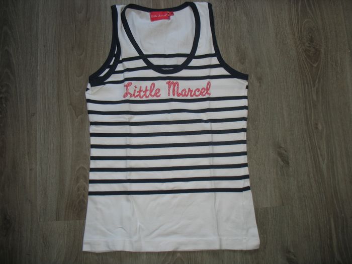 DÉBARDEUR BLANC RAYÉ MARINE "LITTLE MARCEL" - TAILLE XL - n°01