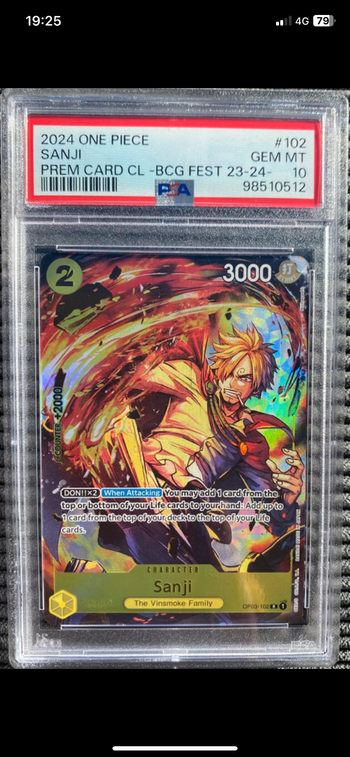 Carte One Piece Sanji PSA 10