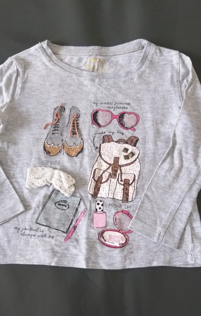 Tee-shirt Tex gris à motifs