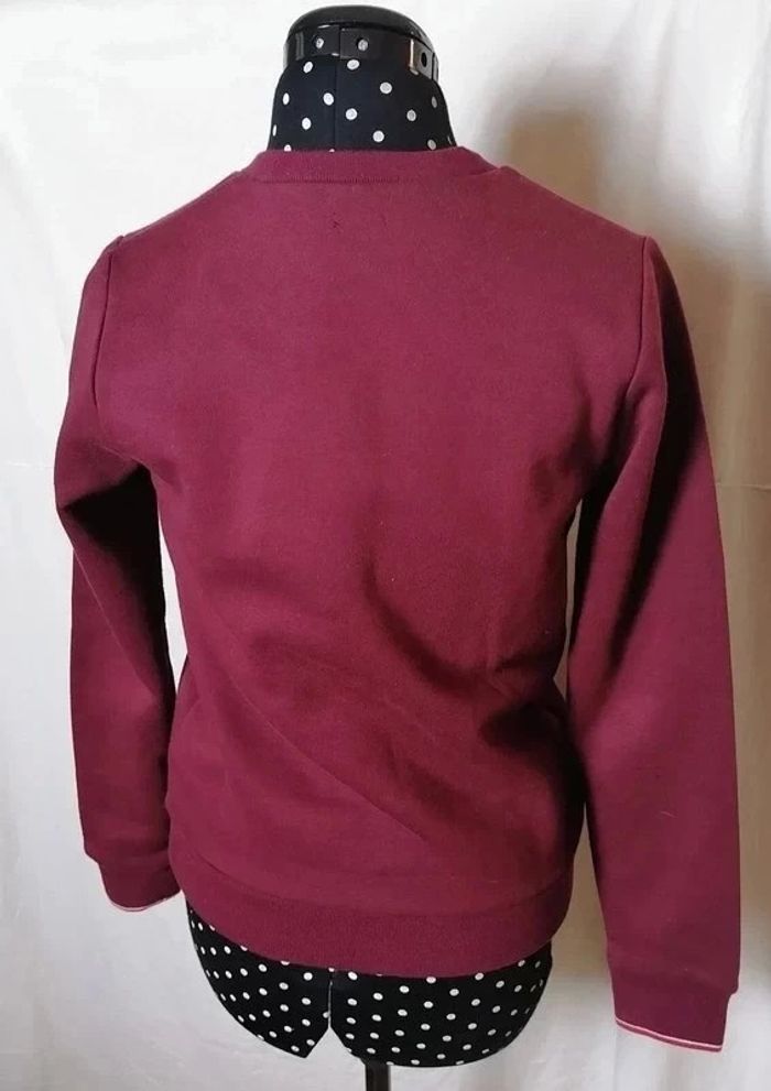 Sweat rouge Bordeaux motif lenticulaire tête de mort / casque IKKS - photo numéro 6