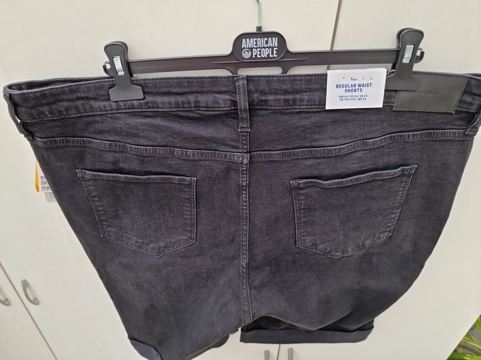 Short En Jeans Délavé Noir - photo numéro 5