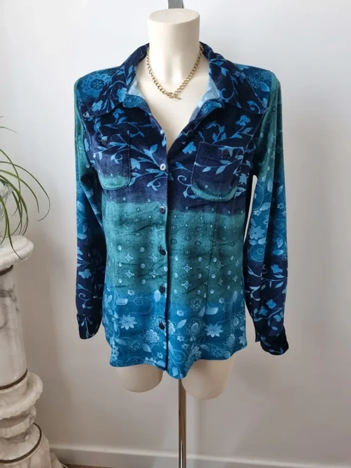 Chemise dégradé bleu vert Année '70 - photo numéro 2