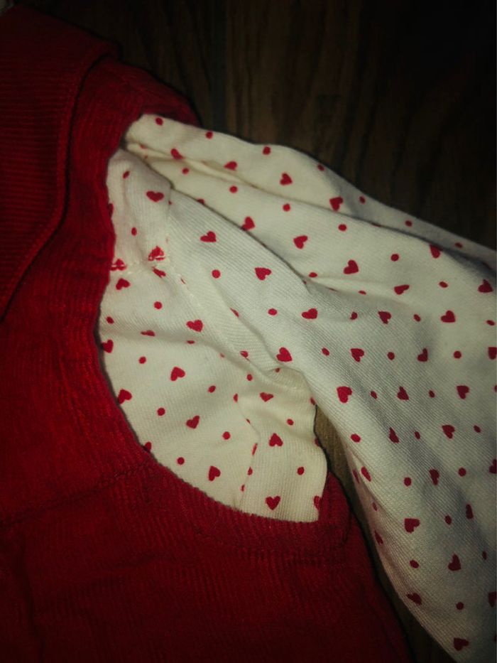 Robe en velours et sous pull motif cœurs Grain de blé neuve avec étiquette - photo numéro 5