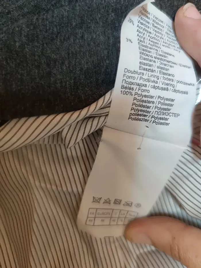 Veste blazer gris foncé et blanc camaïeu T44 - photo numéro 5