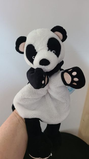 Doudou Panda Noir Blanc Marionnette Baby Nat