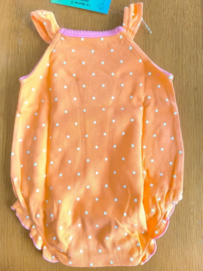 318395 barboteuse orange à pois blanc fille 3 mois fiste moments - photo numéro 2