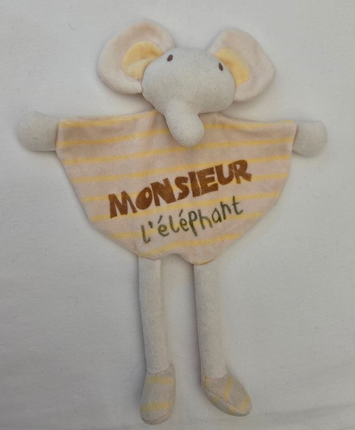 Doudou plat Éléphant - Monsieur l'éléphant- Carel