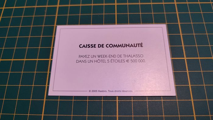 Carte caisse de communauté week-end thalasso Et si le Monopoly était inventé aujourd'hui #C22