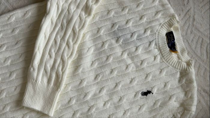 Pull Torsadé Ralph Lauren Blanc - photo numéro 3