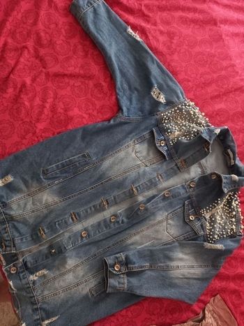 Veste jean strass et perles