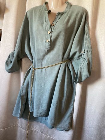 Robe tunique coton kaki taille unique