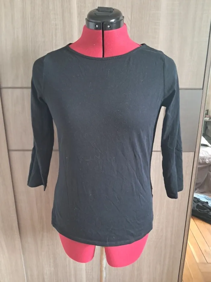T-shirt manches 3/4 noir kiabi