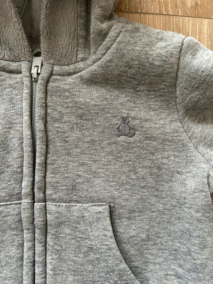 Veste gilet gris avec capuche et oreilles d’ours 3-6 mois - photo numéro 3