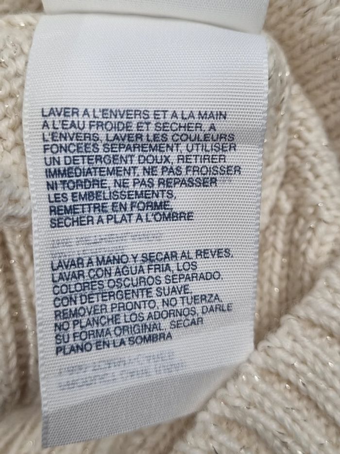 Pull torsadé Tommy Hilfiger écru – Taille M Femme (mesures en photos) - photo numéro 10