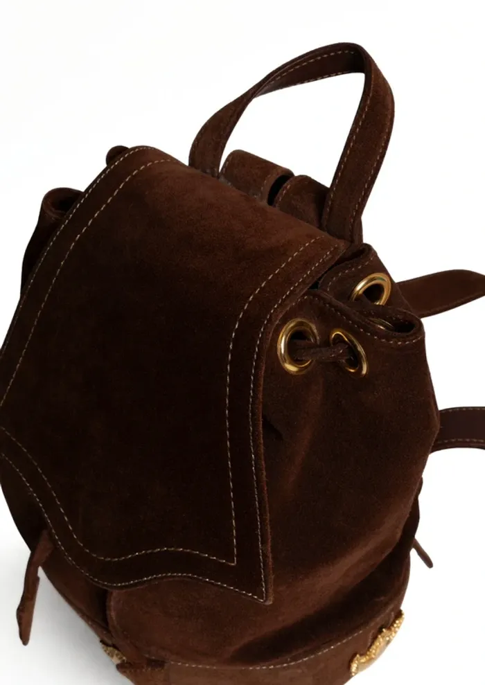 Sac à dos vintage Christian Lacroix en daim chocolat - photo numéro 7