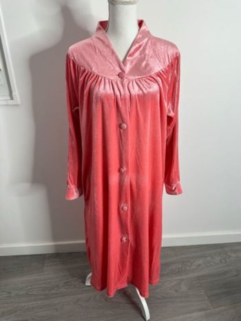 Robe de chambre peignoir long en velours corail argenté Vintage T42/44 XL/XXL