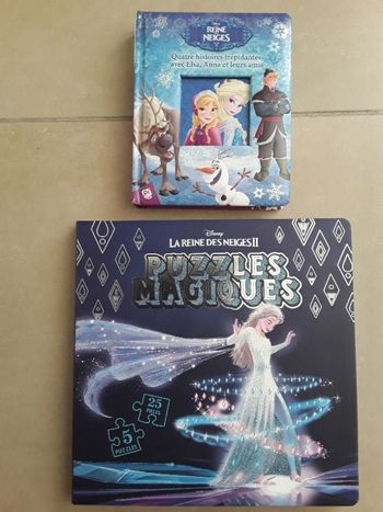 Lot REINE DES NEIGES 1 recueil de 4 histoires + 1 livre puzzles magiques NEUF