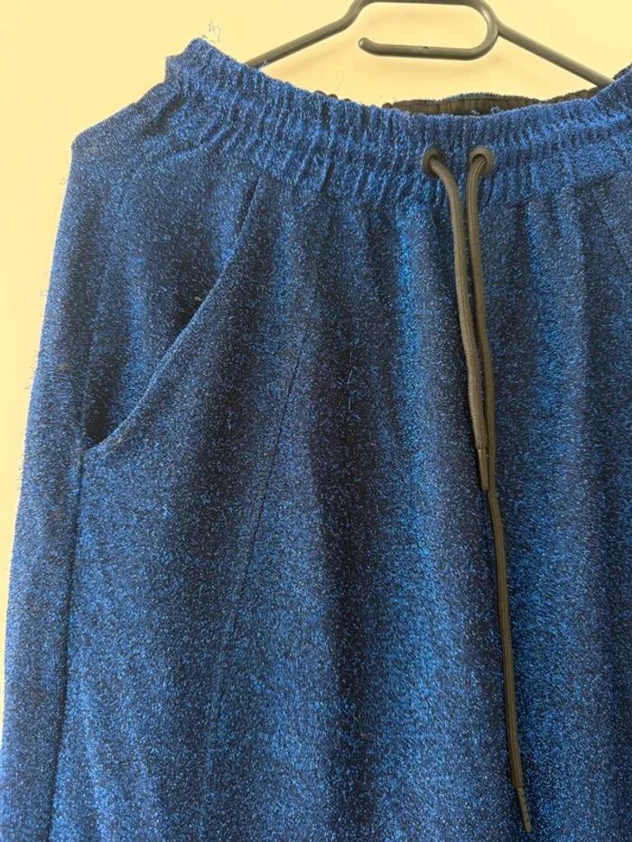 Jogging Bleu Pailleté Bershka - Taille S - photo numéro 3