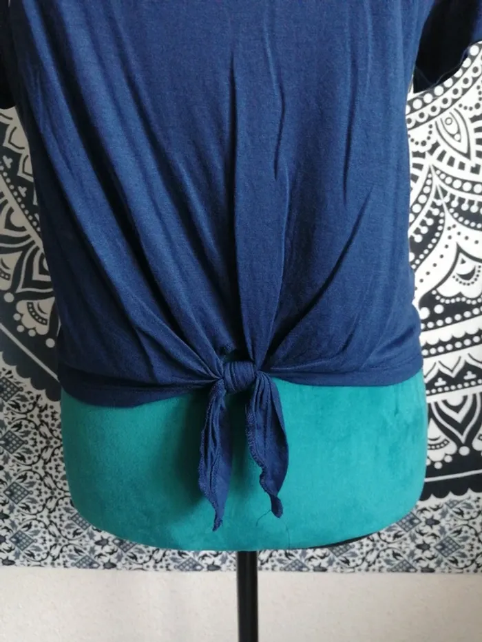 Tee-shirt bleu marine à message manhattan avec lien à nouer / dived / H&M / (M) - photo numéro 3