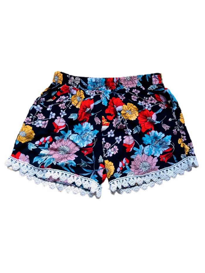 🌸🌿Short estival Fleuri avec dentelle Multicolor floral lace summer shorts🌿🌸 - photo numéro 2