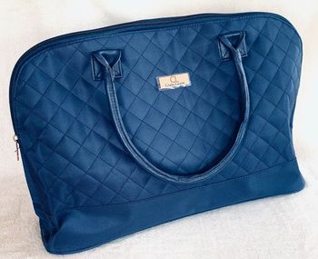 Sac à main bleu matelassé, Charles Laurent 2 anses