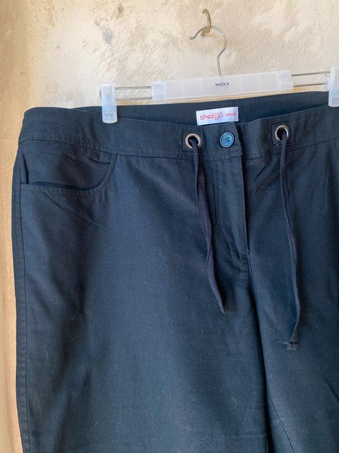 Pantacourt noir en lin Sheego - photo numéro 2