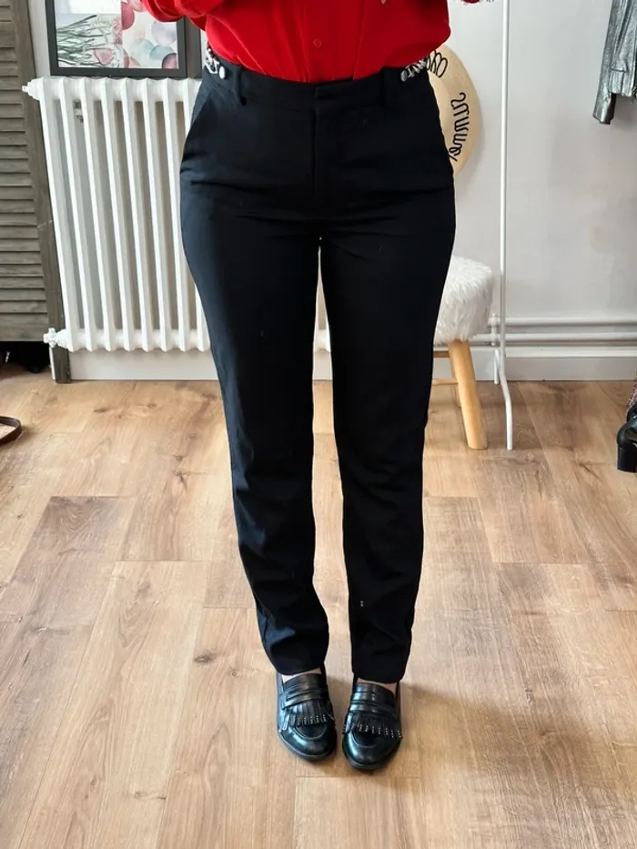 Pantalon The Kooples noir ajusté taille 38 - photo numéro 3