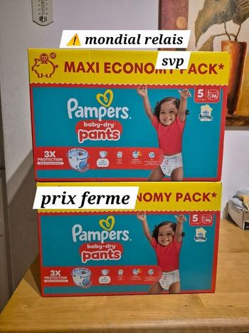 2 maxi pack pampers baby dry pants taille 5 total  172couches