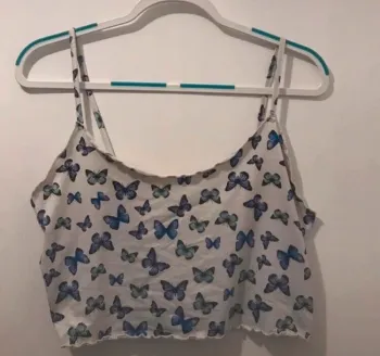 Top femme blanc bleu imprimer taille XL