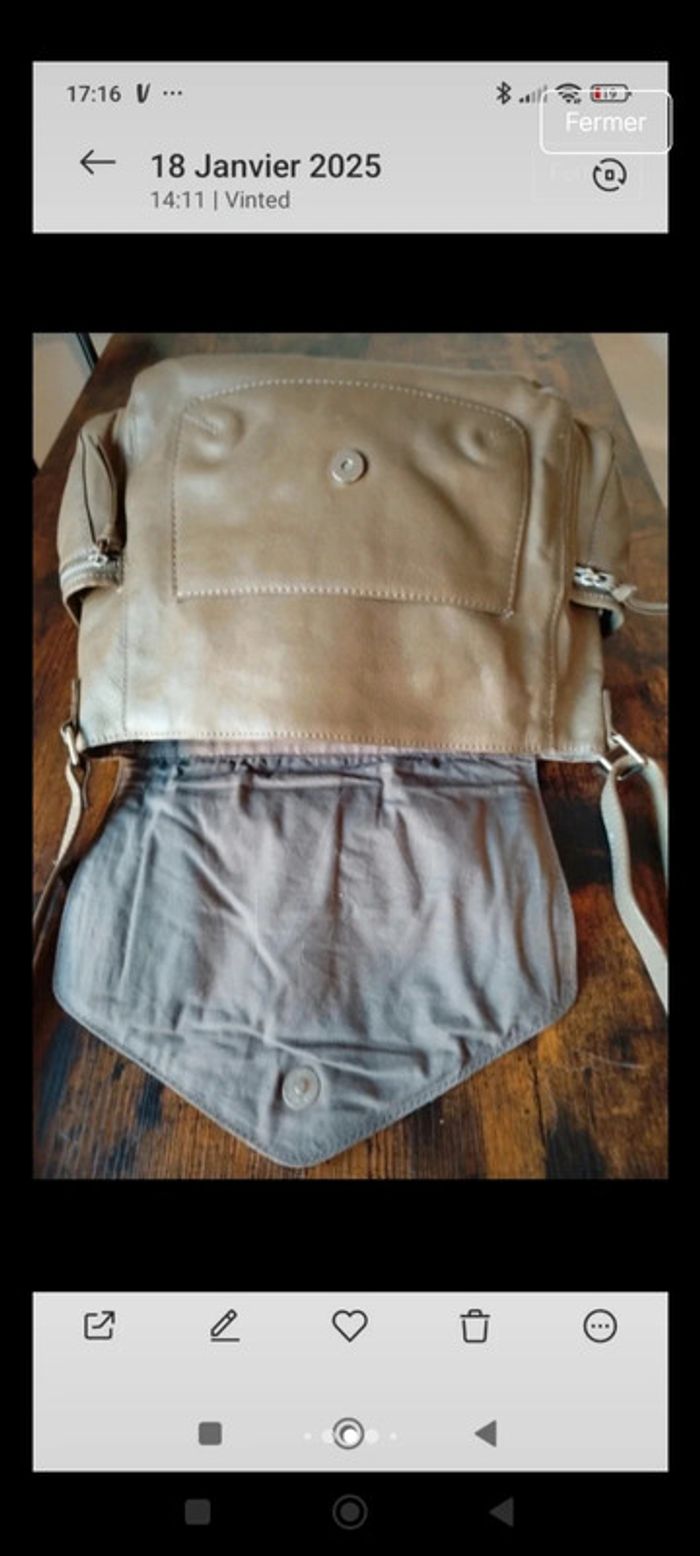 Sac fourre tout Cuir de vachette Vintage Dressing - photo numéro 13