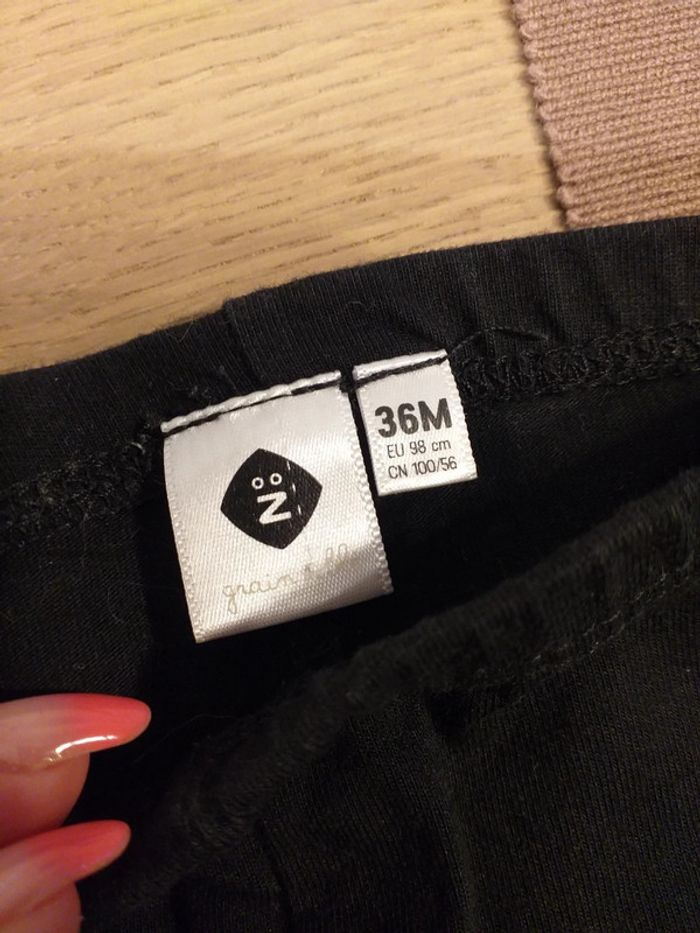 Leggings extensible noir grain de blé 3 ans - photo numéro 2