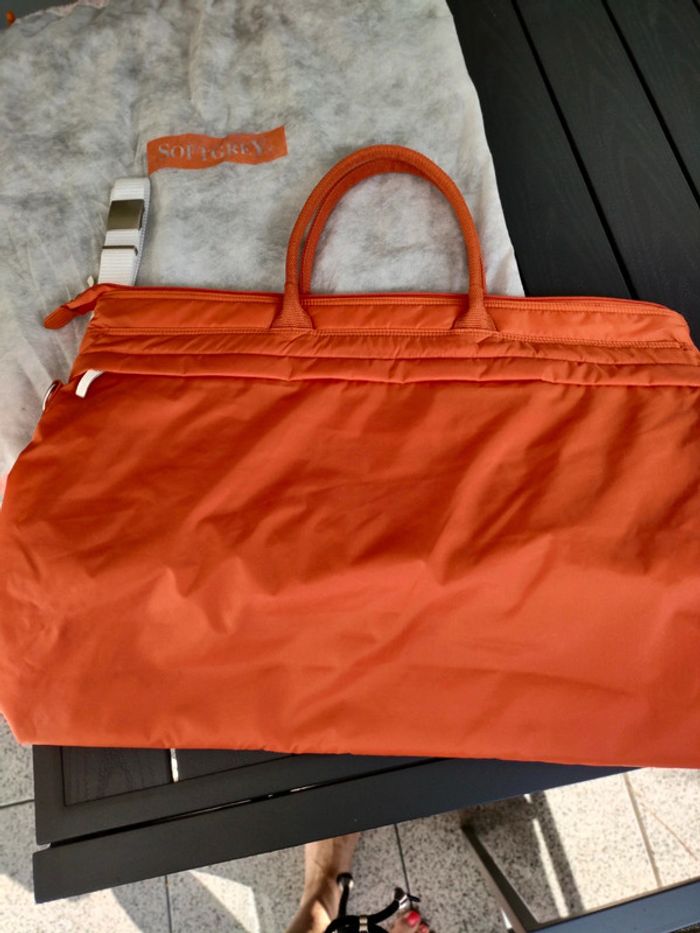 sac de voyage weekend orange soft grey nylon - photo numéro 5