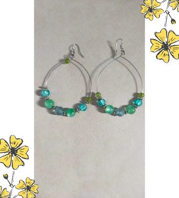 Boucles d’oreilles perles vert d’eau et turquoise – Collection Émeraude Urbaine