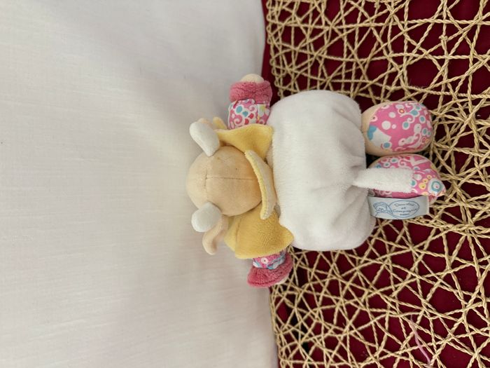 Doudou boule vache DOUDOU ET COMPAGNIE Les Z'amigolos Pistache fleurs rose - photo numéro 2