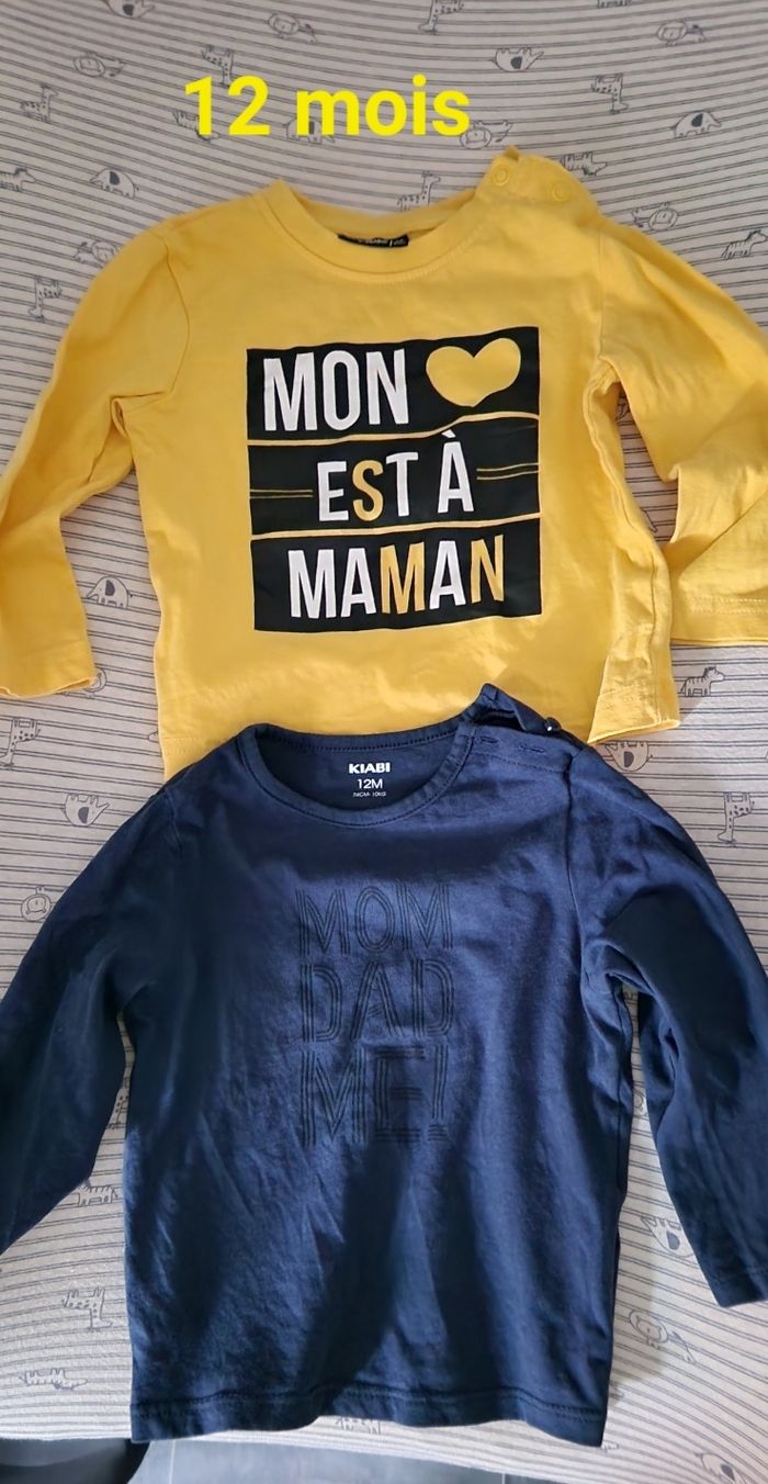 Lot de 2 tee-shirt manches longues 12 mois.
