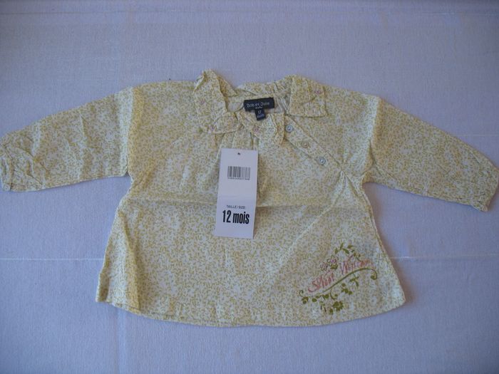 BLOUSE ÉCRUE A MOTIFS BÉBÉ FILLE "BOB ET JULIE" - NEUVE - 12 MOIS - n°01 - photo numéro 3