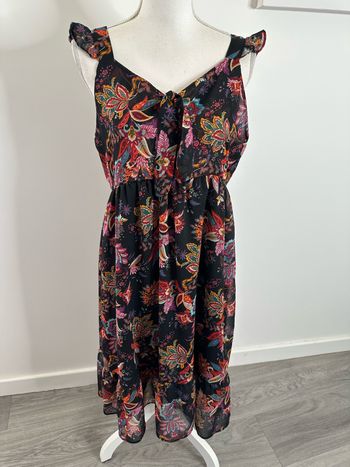 Robe à fleurs Paisley noire et multicolore T38 M
