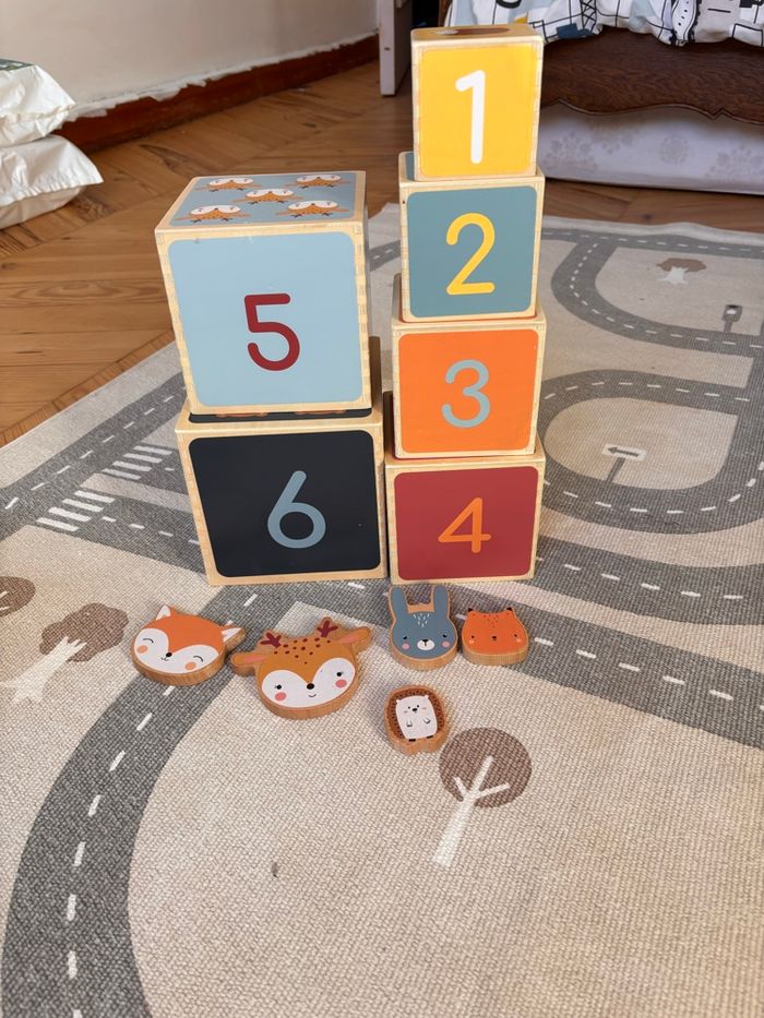 Cubes en bois animaux Vertbaudet