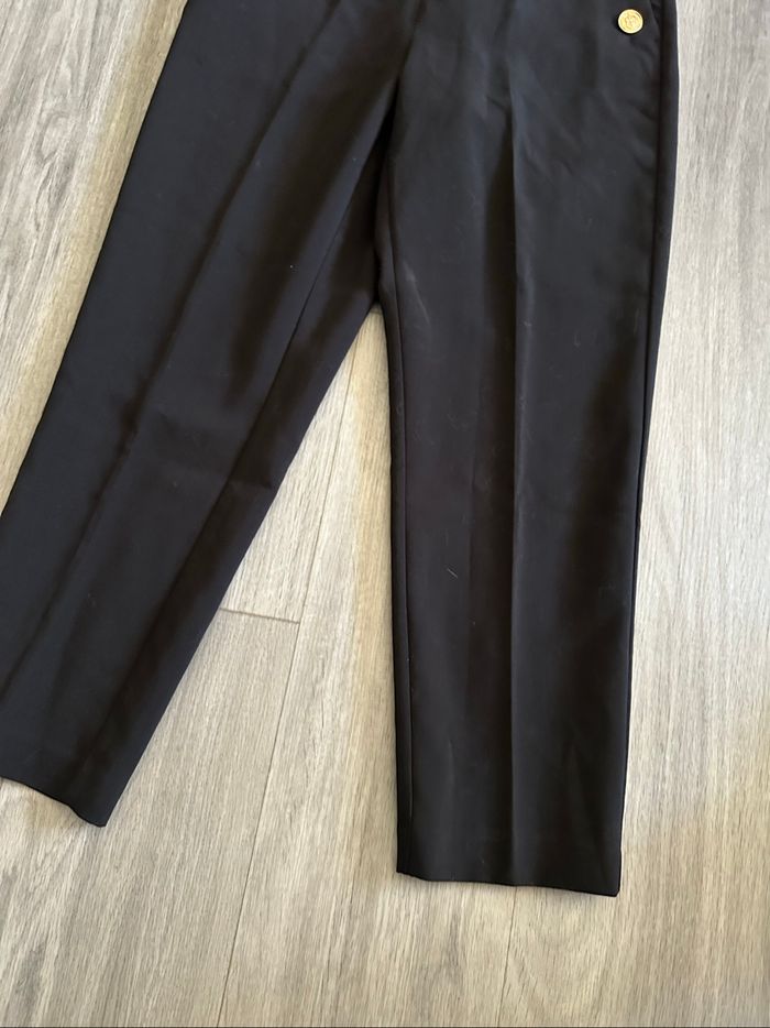 Pantalon taille haute noir et doré Zara T38 M - photo numéro 3