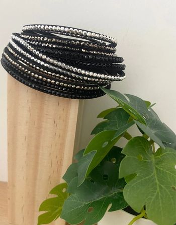 Bracelet manchette double tour dégradé argenté