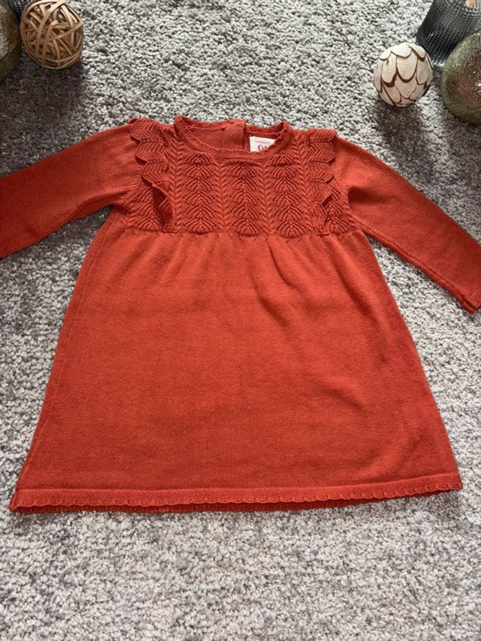 🌺Robe manche longue en maille brique avec effet tricot Taille 6mois/68cm🌺 - photo numéro 3