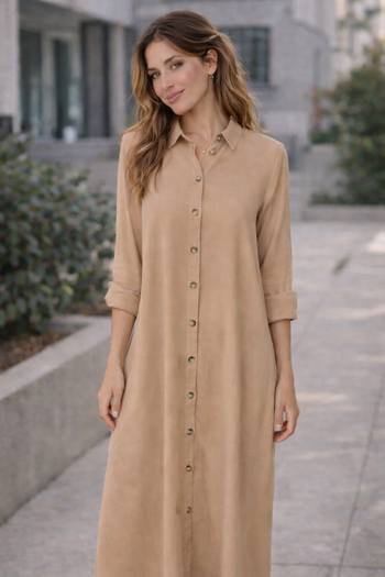 Robe longue chemise ETAM beige Vermelle Beach neuve XS