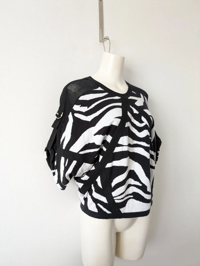 Pull sweat noir et blanc 100% coton - JC de Castelbajac - taille XS - photo numéro 2