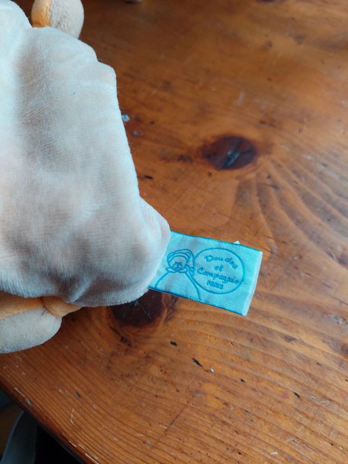 Doudou marionnette Rennes cerf turquoise et orange - photo numéro 5