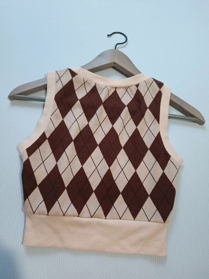 Petit pull sans manches à carreaux - photo numéro 3